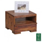 FineBuy Massivholz Nachtkonsole mit Schublade und Ablage 40 x 40 x 30 cm