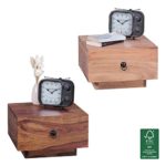 FineBuy Nachttisch Massiv-Holz Design Nacht-Kommode 25 cm hoch mit Schublade Nachtschrank modern Natur-Holz 40x40 cm