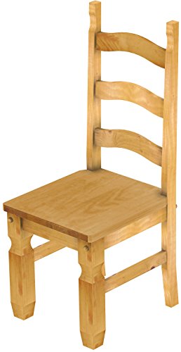 2 x Brasilmöbel Stuhl 'Mexiko', 45 cm Sitzhöhe, Pinie Massivholz, Farbton Honig