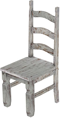 2 x Brasilmöbel Stuhl 'Mexiko', 45 cm Sitzhöhe, Pinie Massivholz, Farbton Shabby Eiche