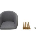 Duhome Elegant Lifestyle Esszimmerstuhl aus Stoff (Leinen) Farbauswahl Retro Design Stuhl mit Rückenlehne Metallbeine Holzoptik WY-8023