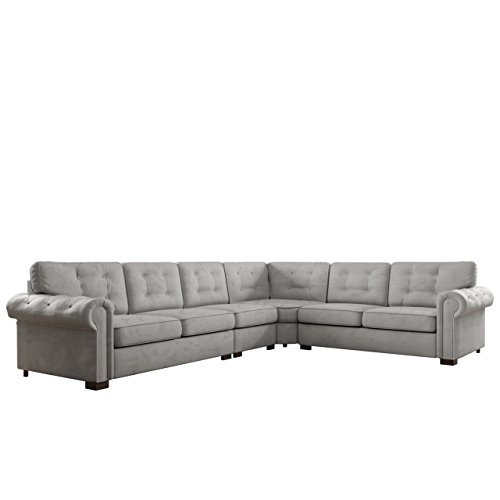 Ecksofa Chesterfield Midi, 6-Sitzer freistehendes Polsterecke Sofa, Antik Look Couchgarnitur, Farbauswahl, Wohnlandschaft Couch (Tunis 2332)