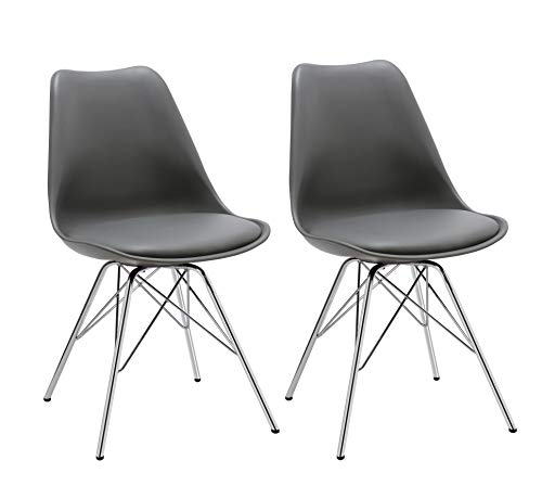Esszimmerstuhl 2er Set Küchenstuhl Kunststoff mit Sitzkissen Stuhl Vintage Design Retro Farbauswahl 518J