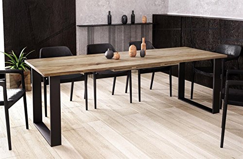 Kufentisch Esstisch Cora San Remo Eiche Trüffel ausziehbar 130cm - 210cm Küchentisch mit Kufen Design