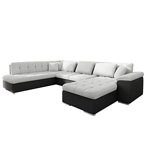 Mirjan24  Outlet !! Eckcouch Ecksofa Niko Bis! Design Sofa Couch! mit Schlaffunktion und Bettkasten! U-Sofa Große Farbauswahl! Wohnlandschaft vom Hersteller (Ecksofa Rechts, Hippo Black + Porto 31)