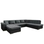 Mirjan24  Outlet !! Eckcouch Ecksofa Niko Sale! Design Sofa Couch! mit Schlaffunktion! U-Sofa Große Farbauswahl! Wohnlandschaft! (Hippo Black + Elite Charcoal, Seite: Links)