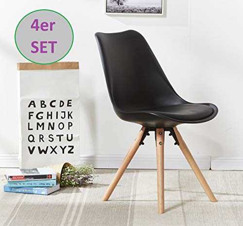 OYE HOYE Retro Designer Stuhl Esszimmerstühle Wohnzimmerstühl, mit bequem Gepolstertem Sitz, aus Hochwertigem Strapazierfähigem Kunststoff und Buchenholz - /