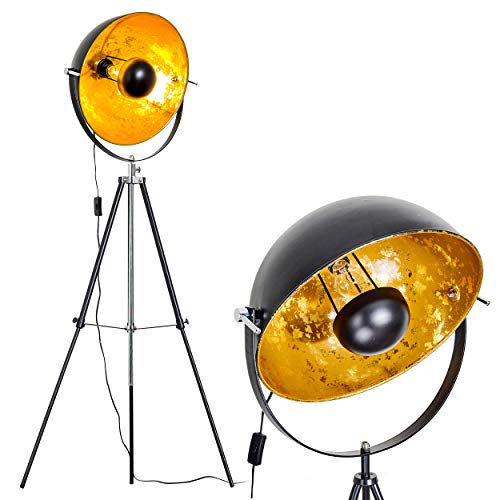 Stehlampe Gold Saturn L - Stehleuchte höhenverstellbar - Stehlampe Retro mit E27-Fassung - Sehr auffällige Standleuchte mit dreh- und schwenkbarem Lampenschirm