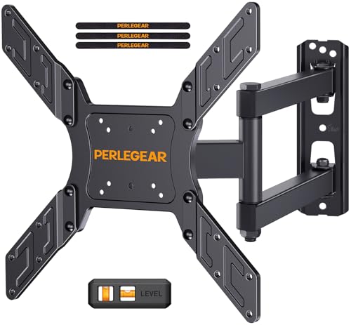 Perlegear TV Wandhalterung, Schwenkbare Neigbare TV Halterung für 26-60 Zoll Flach&Curved Fernseher bis zu 45Kg, max.VESA 400x400mm