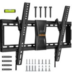 Perlegear TV Wandhalterung für die meisten 37-82 Zoll Fernseher bis zu 60 kg, neigbare Fernseher Halterung für Flache oder gekrümmte Fernseher Max VESA 600x400mm, mit verstellbaren Zugschnüren, PGLT5